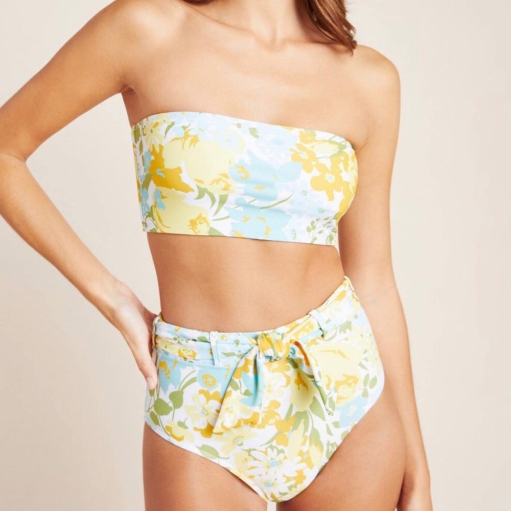 High Waisted Lucy Bikini Set in Yellow Floral